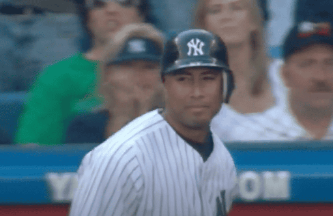 Bernie Williams, the smooth center fielder, showcasing his skills for the Yankees.